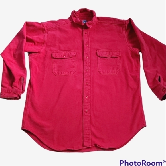 Woolrich Mens Heavy Cotton Red Button Down Shirt sz XL - Picture 2 of 8